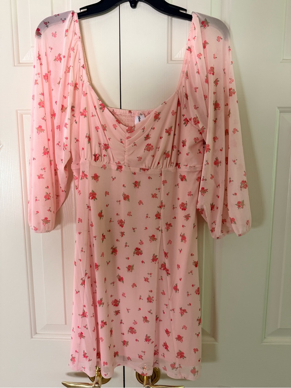Abound Blush Pink Textured Dress with Subtle Floral Trim